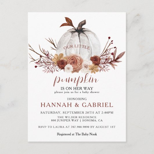 Onze kleine pompoen op weg Baby shower Briefkaart (Voorkant)