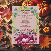 Onze kleine pompoen Paarse 1e verjaardag Herfst kr Kaart