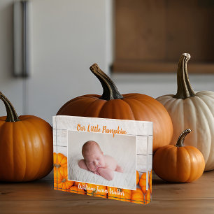Onze kleine pompoen passen Herfst pasgeboren Baby  Fotoblokken