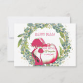 Onze kleine pompoen roze 1e verjaardag groene kran bedankkaart (Achterkant)