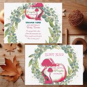 Onze kleine pompoen roze 1e verjaardag groene kran bedankkaart