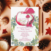 Onze kleine pompoen roze 1e verjaardag groene kran kaart