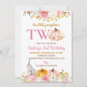 Onze Kleine Pompoen Roze 2e Verjaardag Uitnodiging (Voorkant)