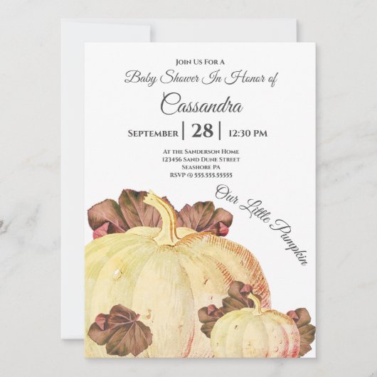 Onze kleine pompoen roze baby meisje douche (Voorkant)