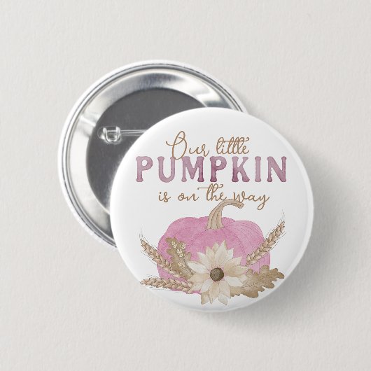Onze kleine pompoen roze Baby shower Button (Voorkant /achterkant)