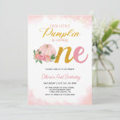 Onze kleine pompoen roze en gouden meisje 1e verja kaart (Staand voorkant)