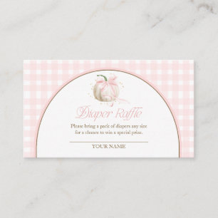 Onze Kleine Pompoen Roze Gingham Luier Raffle Informatiekaartje