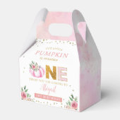Onze kleine pompoen roze gouden bloemen 1e verjaar bedankdoosjes (Voorkant Zijde)