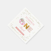 Onze kleine pompoen roze gouden bloemen eerste ver servet (Hoek)