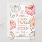 Onze kleine pompoen | Roze Vet Meisje 2e Verjaarda Kaart (Voorkant)