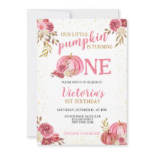 ONZE KLEINE POMPOEN ROZE WATERVERF 1E VERJAARDAG