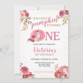 ONZE KLEINE POMPOEN ROZE WATERVERF 1E VERJAARDAG KAART