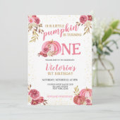 ONZE KLEINE POMPOEN ROZE WATERVERF 1E VERJAARDAG KAART (Staand voorkant)