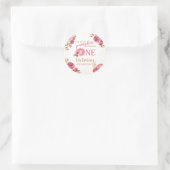 ONZE KLEINE POMPOEN ROZE WATERVERF 1E VERJAARDAG RONDE STICKER (Tas)