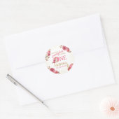 ONZE KLEINE POMPOEN ROZE WATERVERF 1E VERJAARDAG RONDE STICKER (Envelop)