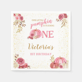 ONZE KLEINE POMPOEN ROZE WATERVERF 1E VERJAARDAG SERVET