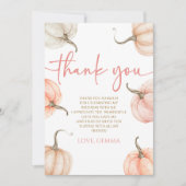 Onze kleine pompoen roze witte Herfst verjaardagsf Bedankkaart (Voorkant)