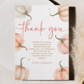 Onze kleine pompoen roze witte Herfst verjaardagsf Bedankkaart