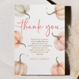 Onze kleine pompoen roze witte Herfst verjaardagsf Bedankkaart