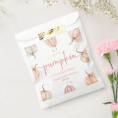 Onze kleine pompoen roze witte Herfst verjaardagsf Bedankzakje (Gezegeld)