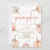 Onze kleine pompoen roze witte Herfst verjaardagsf Kaart (Voorkant)