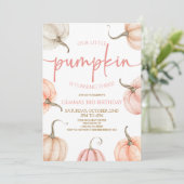 Onze kleine pompoen roze witte Herfst verjaardagsf Kaart (Staand voorkant)