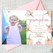 Onze kleine pompoen roze witte Herfst verjaardagsf Kaart