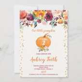 Onze kleine pompoen rustieke bordeaux bloemen verj kaart (Voorkant)