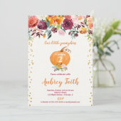 Onze kleine pompoen rustieke bordeaux bloemen verj kaart (Staand voorkant)