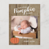 Onze kleine pompoen rustieke Herfst geboorteaankon Briefkaart (Voorkant)