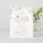 Onze kleine pompoen Sage Green Gingham 1e verjaard Kaart (Staand voorkant)