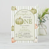 Onze kleine pompoen salie preppy 1e verjaardag kaart (Staand voorkant)