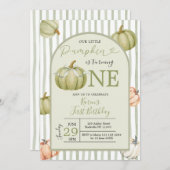 Onze kleine pompoen salie preppy 1e verjaardag kaart (Voorkant / Achterkant)