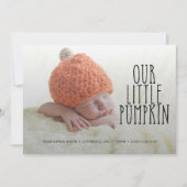 Onze kleine pompoen Soft Black geboorteaankondigin Aankondiging (Voorkant)