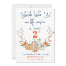 Onze kleine pompoen tweede Birthday Blue-uitnodigi