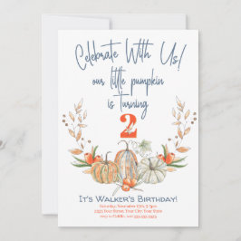 Onze kleine pompoen tweede Birthday Blue-uitnodigi Kaart