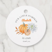 Onze kleine pompoen van 1 september Elegant Herfst Bedankjes Labels (Voorkant)