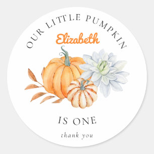 Onze kleine pompoen van 1 september Elegant Herfst Ronde Sticker
