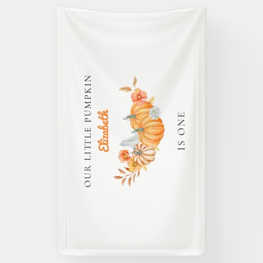 Onze kleine pompoen van 1 september Florence Water Spandoek (Verticaal)