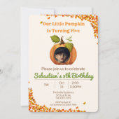 Onze kleine pompoen verjaardag foto kaart (Voorkant)