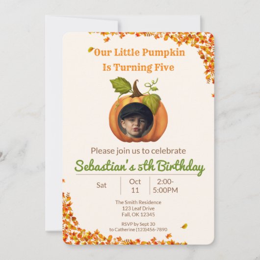 Onze kleine pompoen verjaardag foto kaart (Voorkant)