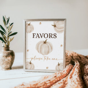 Onze kleine pompoen verjaardag gunsten teken poster