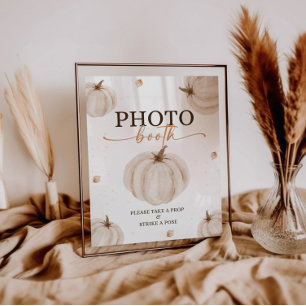 Onze kleine pompoen verjaardag photobooth teken poster