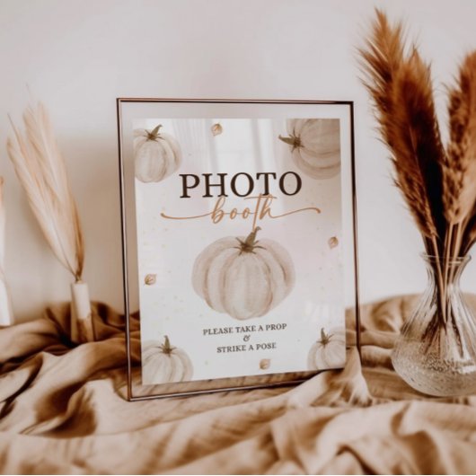 Onze kleine pompoen verjaardag photobooth teken poster