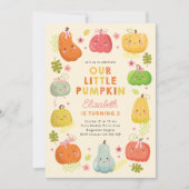 Onze kleine pompoen verjaardag uitnodigen, foto ve kaart (Voorkant)