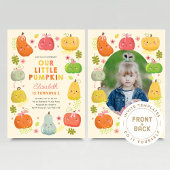 Onze kleine pompoen verjaardag uitnodigen, foto ve kaart