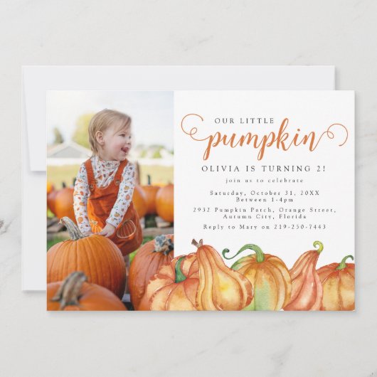 Onze kleine pompoen verjaardagsfeestje kaart (Voorkant)