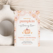 Onze kleine pompoen verjaardagsfeestje kaart