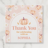 Onze kleine pompoen verjaardagsfeestje plein bedankjes labels (Voorkant)