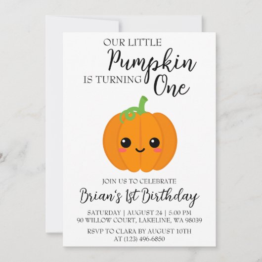 Onze kleine pompoen verjaardagsuitnodigingen kaart (Voorkant)